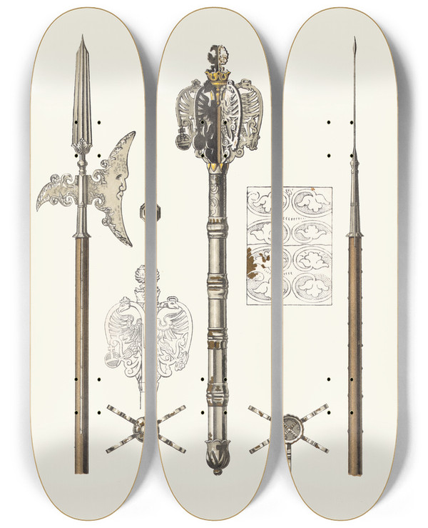 Triptych art skateboard deck of Fedor Grigoryevich Solntsev Shestoper I Alebarda by Fedor Grigoryevich Solntsev (1801-1892)