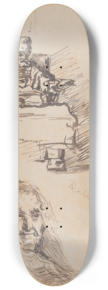 James Ensor - Mother of Rembrandt and Other Figures 8.25 inch art skate deck