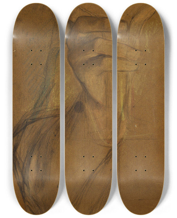 Triptych art skateboard deck of Pascaladolphejean Dagnanbouveret Etude De Main_1 by Pascal-Adolphe-Jean Dagnan-Bouveret (1852-1929)