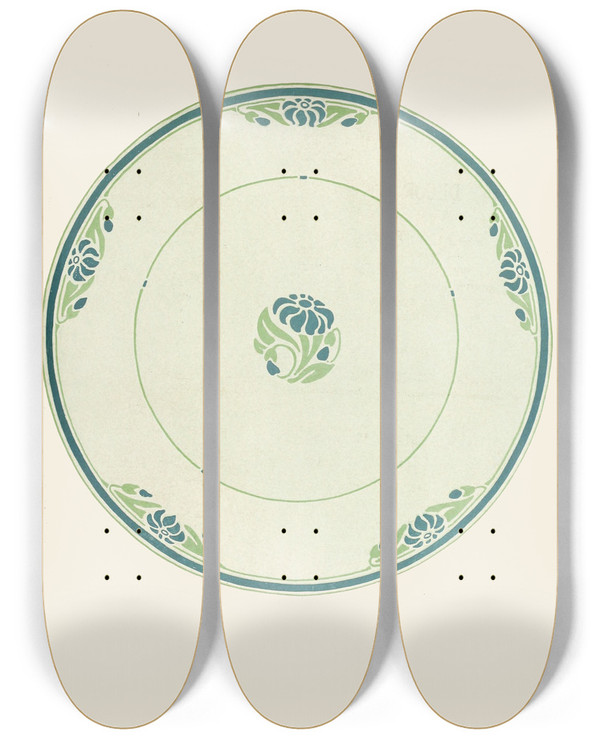 Triptych art skateboard deck of Albert W Heckman Breakfast Set by Albert W Heckman