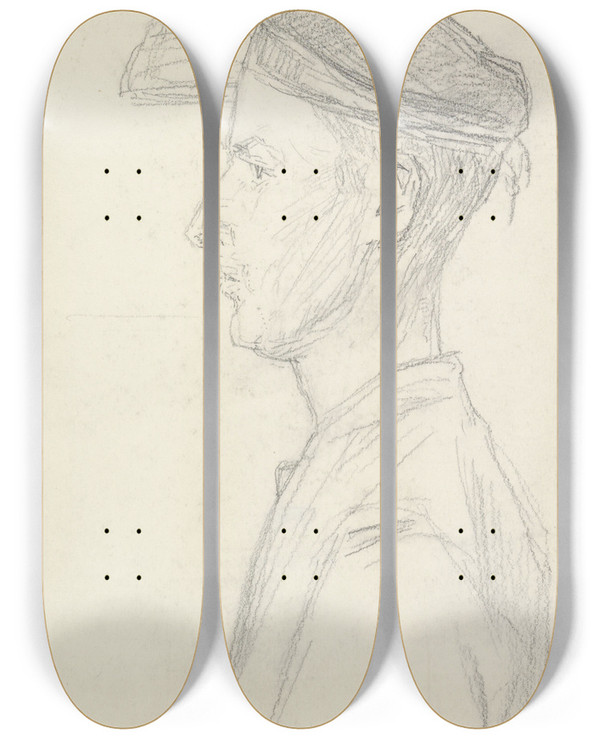 Triptych art skateboard deck of Jan Veth Roerganger Aan Boord Van De Jp Coen by Jan Veth (1864-1925)