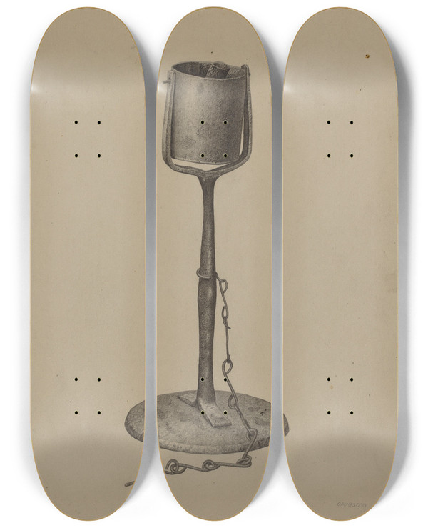 Triptych art skateboard deck of Milton Grubstein Pennsylvania Fat Lamp by Milton Grubstein