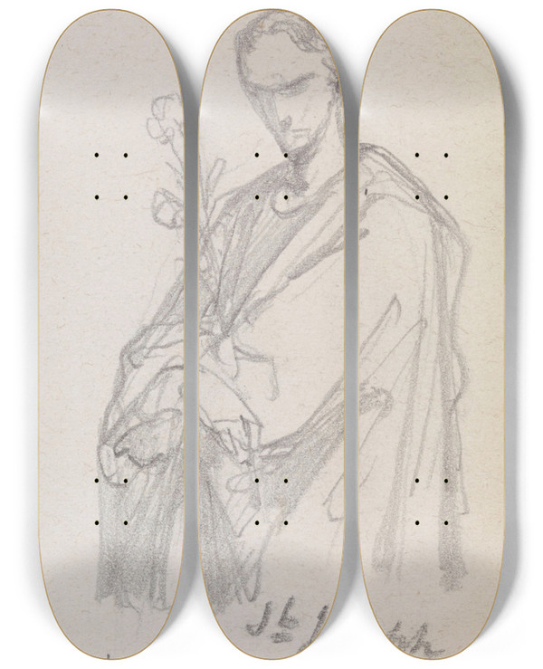 Triptych art skateboard deck of Nicaise De Keyser Saint Joseph by Nicaise De Keyser (1813-1887)