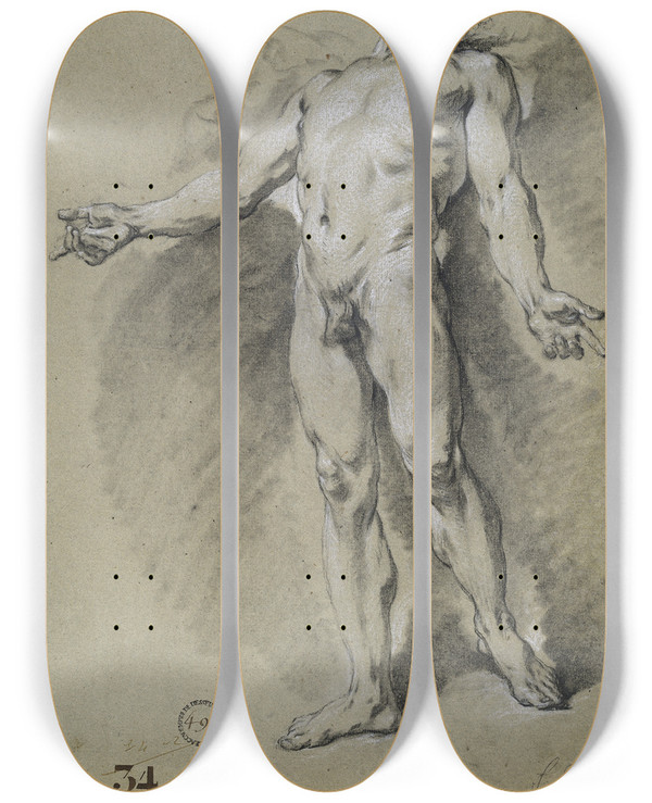 Triptych art skateboard deck of Franois Boucher Apollo by Francois Boucher (1703-1770)
