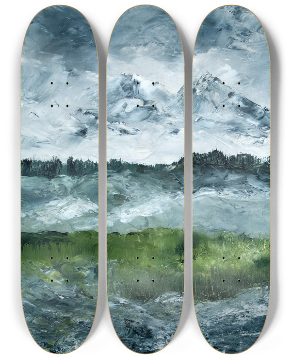 Triptych art skateboard deck of August Strindberg Landscape Study by August Strindberg (1849-1912)