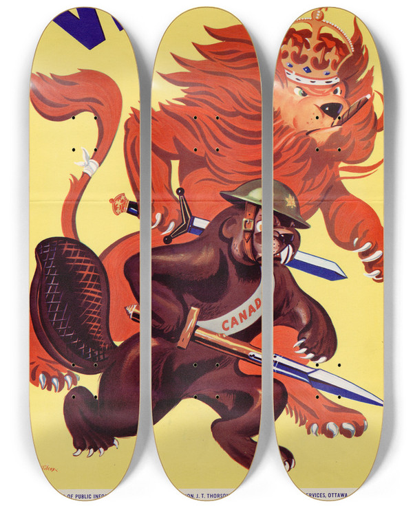 Triptych art skateboard deck of Wilcox To Victory by Wilcox (20-)