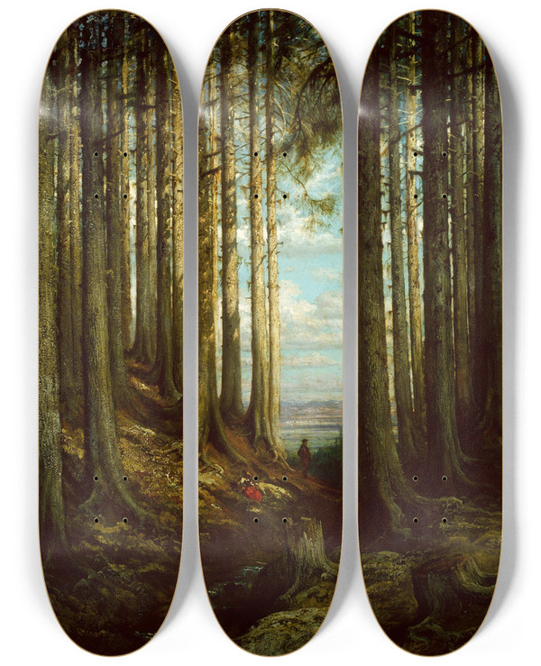 Triptych art skateboard deck of Gustave Dor Alpine Scene by Gustave Dore (1832-1883)