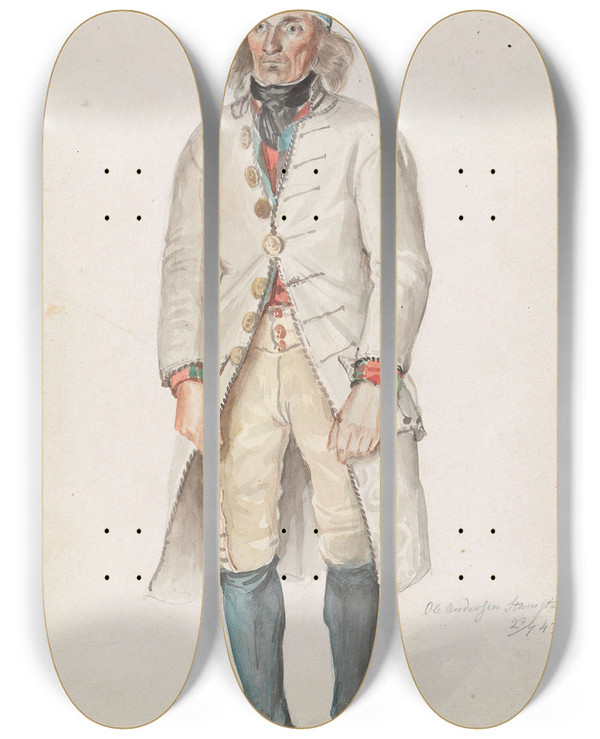 Triptych art skateboard deck of Adolph Tidemand Ole Andersen Stamstad by Adolph Tidemand (1814-1876)