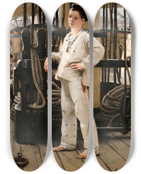 Triptych art skateboard deck of Alexandre Brun Le Mousse by Alexandre Brun (1853-1941)
