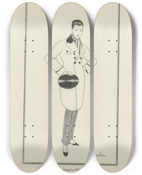 Triptych art skateboard deck of Jan Van Brock Pardessus De Vigogn_2 by Jan Van Brock (19-20-)
