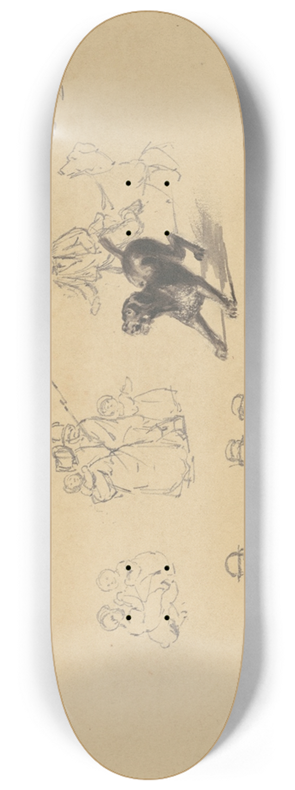 James Goodwyn Clonney - Barking Dog and Studies for Militia Training 8.25 inch art skate deck