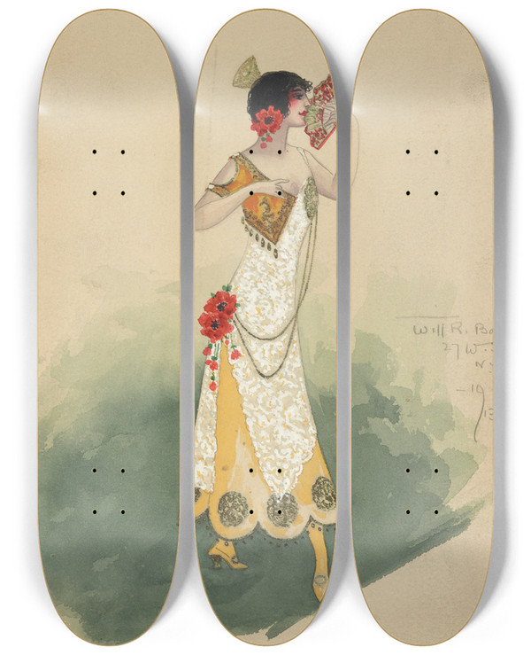 Triptych art skateboard deck of Will R Barnes Act Iolivia by Will R Barnes (1939)