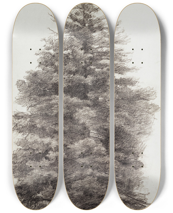 Triptych art skateboard deck of Louis Eysen Fir Tree by Louis Eysen (1843-1899)