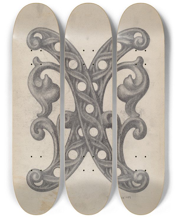 Triptych art skateboard deck of Austin L Davison Gate by Austin L Davison