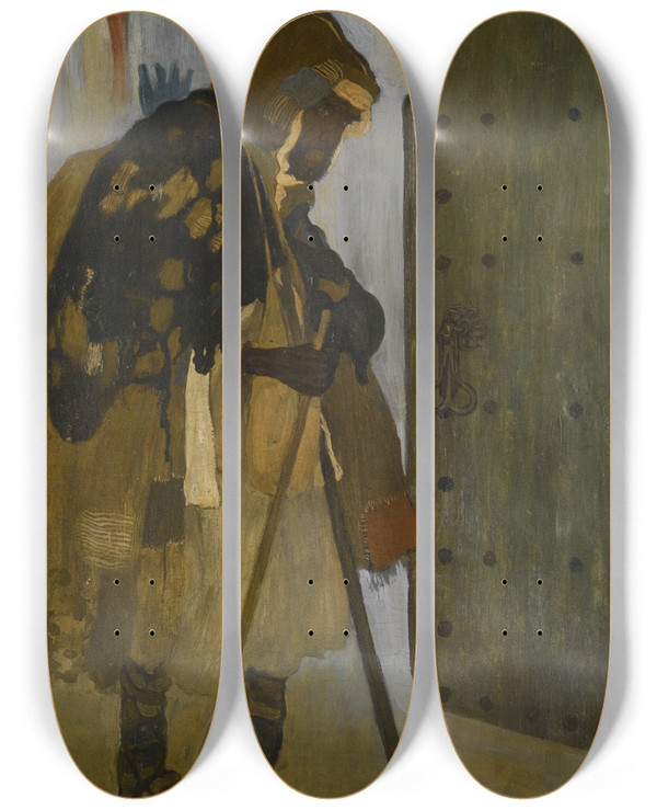 Triptych art skateboard deck of Henri Evenepoel Mendiant Algerie by Henri Evenepoel (1872-1899)