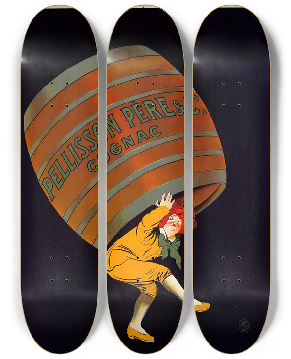 Triptych art skateboard deck of Leonetto Cappiello Cognac Pellisson_1 by Leonetto Cappiello (1875-1942)
