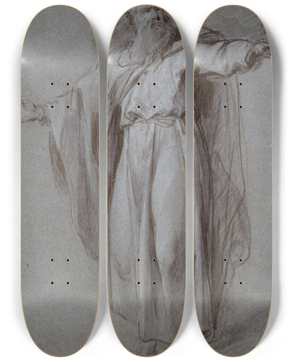 Triptych art skateboard deck of Jacob De Wit Figural Study Moses by Jacob de Wit (1695-1754)