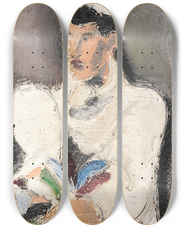 Triptych art skateboard deck of Helmut Kolle Le Cuisinier Et Le Coq by Helmut Kolle (1899-1931)