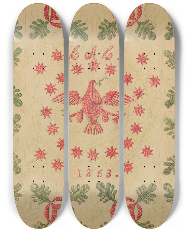 Triptych art skateboard deck of Edith Magnette Quilt_2 by Edith Magnette (20-)