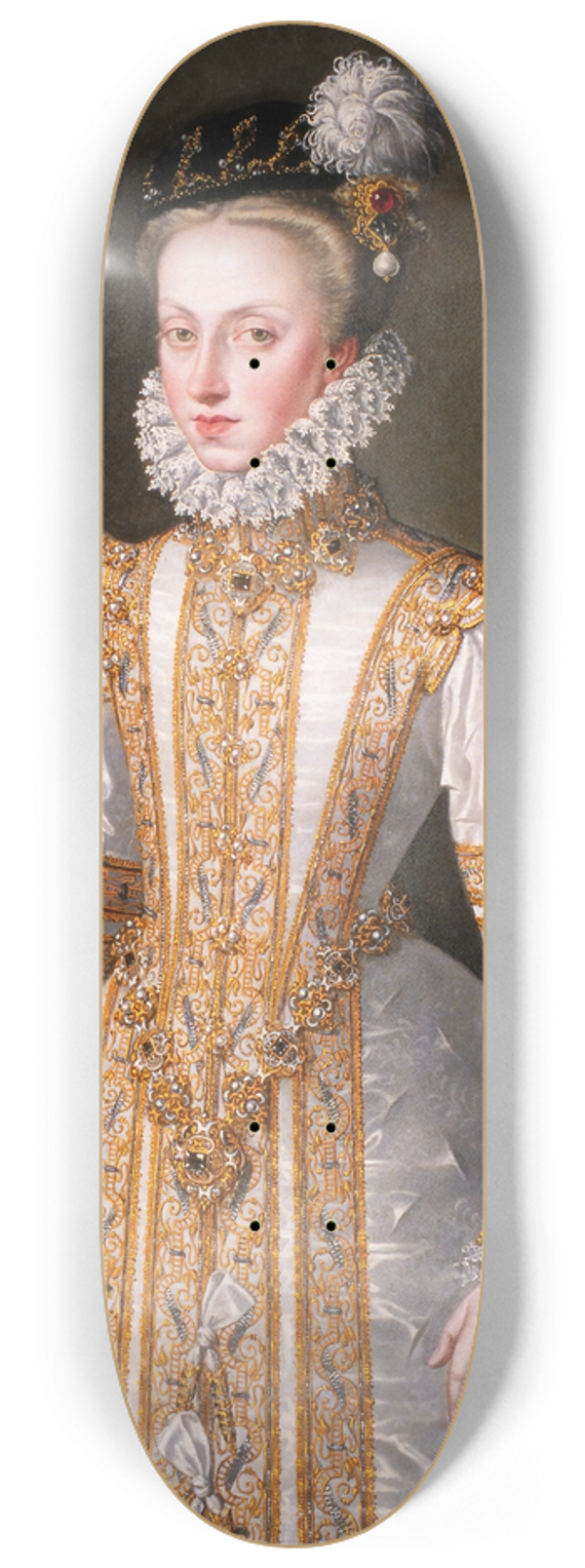 Alonso Snchez Coello - Anne of Austria, Queen of Spain 8.25 inch art skate deck