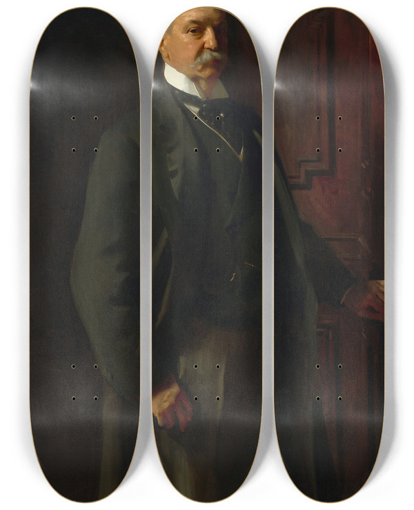 Triptych art skateboard deck of John Singer Sargent Peter A B Widener by John Singer Sargent (1856-1925)