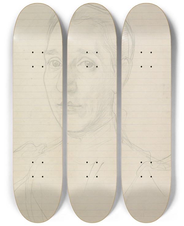 Triptych art skateboard deck of Jan Veth Portret Van Anna Dorothea Vethdirks_1 by Jan Veth (1864-1925)