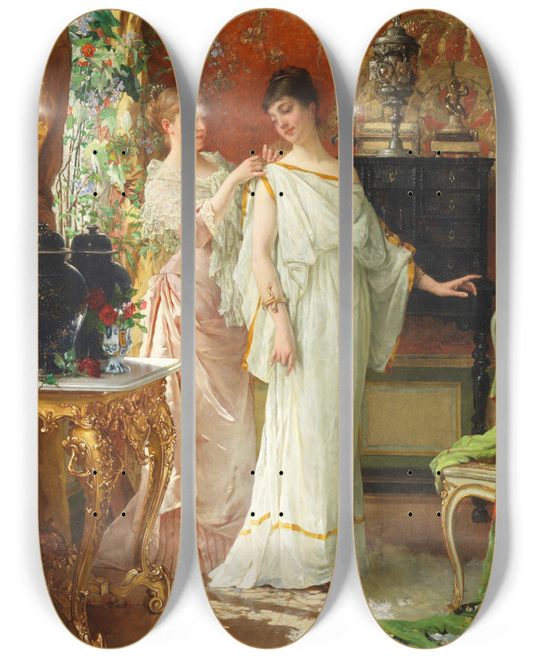 Triptych art skateboard deck of Jan Verhas Preparations by Jan Verhas (1834-1896)