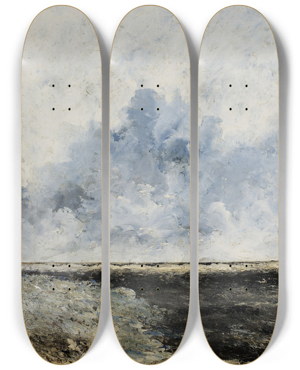 Triptych art skateboard deck of August Strindberg Seascape by August Strindberg (1849-1912)