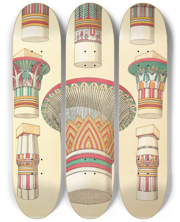 Triptych art skateboard deck of Owen Jones Egyptian No 3 by Owen Jones (1809-1874)