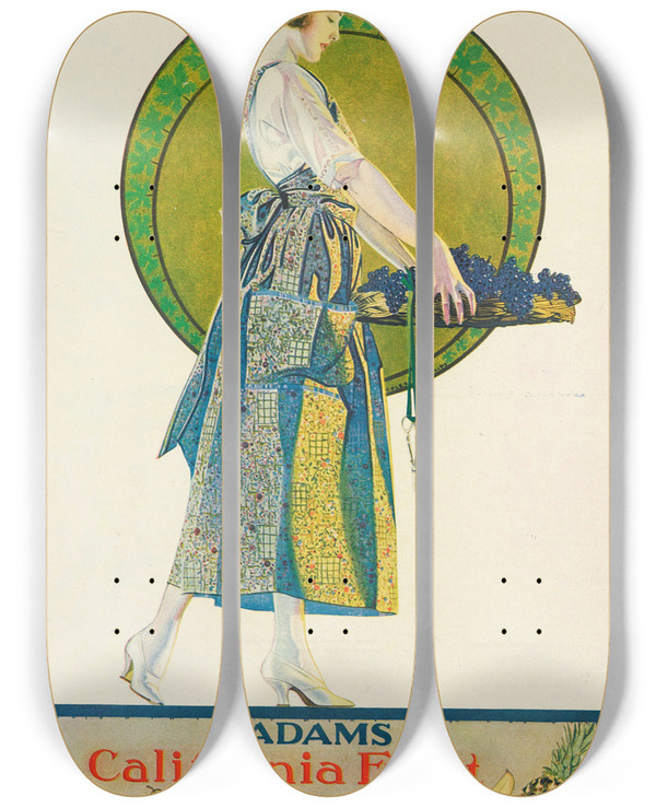 Triptych art skateboard deck of Coles Phillips Adams Fruit Gum by Coles Phillips (1880-1927)