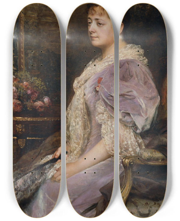 Triptych art skateboard deck of Leopold Horovitz Honora Krall by Leopold Horovitz (1839-1917)