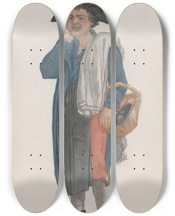Triptych art skateboard deck of Carlo Lasinio Babo Giorgio by Carlo Lasinio (1759-1838)