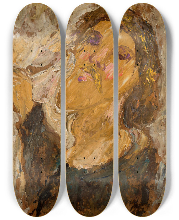Triptych art skateboard deck of Tadeusz Makowski Selfportrait Study by Tadeusz Makowski (1882-1932)