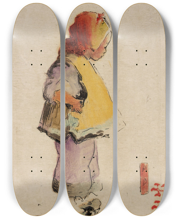 Triptych art skateboard deck of Helen Hyde A Native Daughter by Helen Hyde (1868-1919)