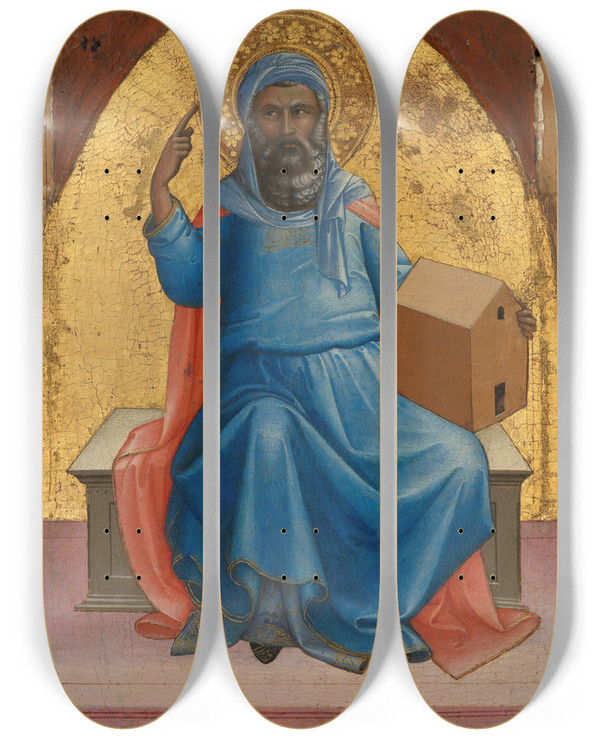 Triptych art skateboard deck of Lorenzo Monaco Noah by Lorenzo Monaco (1370-1425)