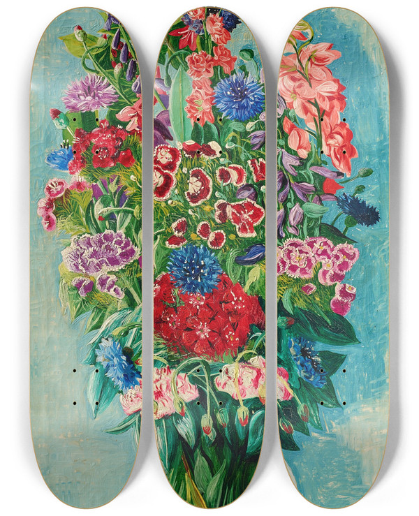 Triptych art skateboard deck of Mose Kisling Fleurs_1 by Moise Kisling (1891-1953)
