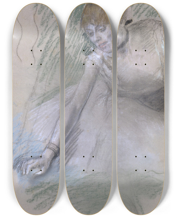 Triptych art skateboard deck of Edgar Degas Dancer_1 by Edgar Degas (1834-1917)