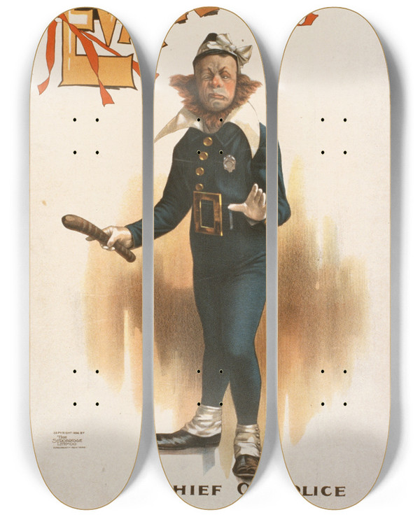 Triptych art skateboard deck of Strobridge Co Lith Rices Beautiful Evangeline_4 by Strobridge Co Lith (1847)