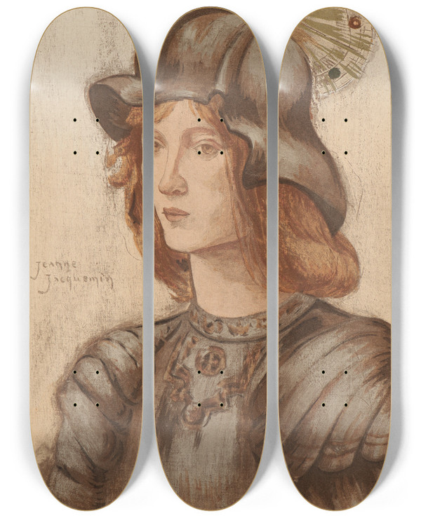 Triptych art skateboard deck of Jeanne Jacquemin Saint Georges by Jeanne Jacquemin (1863-1938)