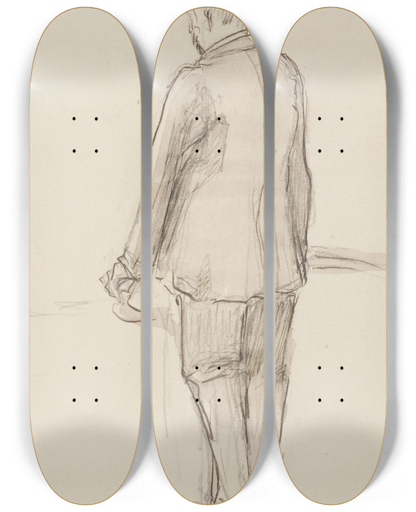 Triptych art skateboard deck of Georges Hugo Mr De Jersey Conntable De St Pierre Donne Son Avis La Cour by Georges Hugo (1868-1925)