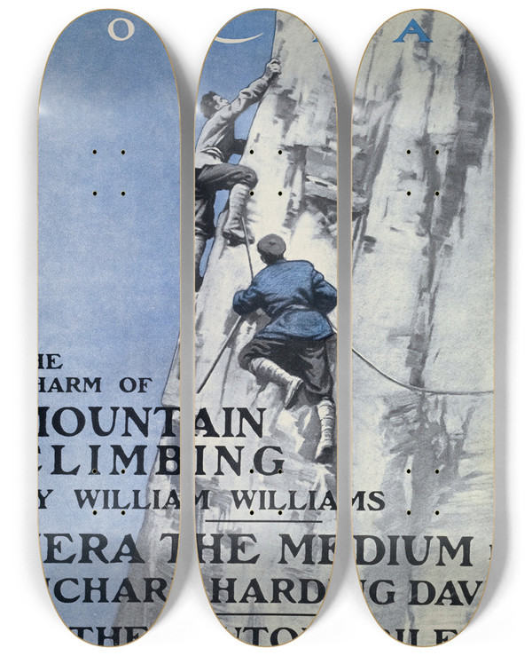 Triptych art skateboard deck of Franklin Booth Scribners For May by Franklin Booth (1874-1948)
