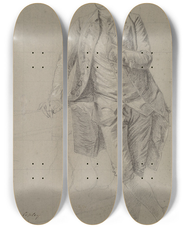 Triptych art skateboard deck of John Singleton Copley A Gentleman by John Singleton Copley (1738-1815)