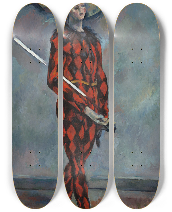 Triptych art skateboard deck of Paul Czanne Harlequin by Paul Cezanne (1839-1906)