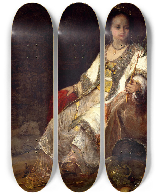 Triptych art skateboard deck of Aert De Gelder Allegory On Peace by Aert de Gelder (1645-1727)