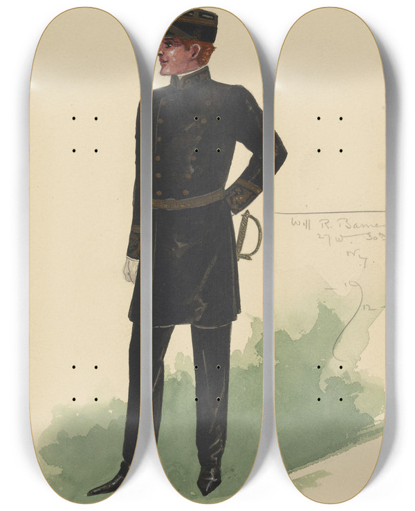 Triptych art skateboard deck of Will R Barnes Untitled_46 by Will R Barnes (1939)