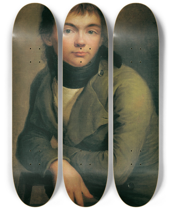 Triptych art skateboard deck of Friedrich Philipp Reinhold Selbstbildnis by Friedrich Philipp Reinhold (1779-1840)