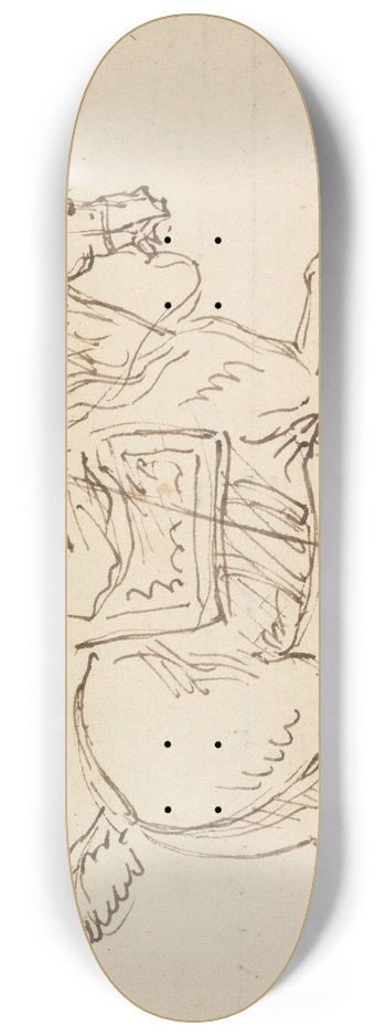 James Seymour - Woman Wearing a Tricorne Hat, Riding to Right 8.25 inch art skate deck