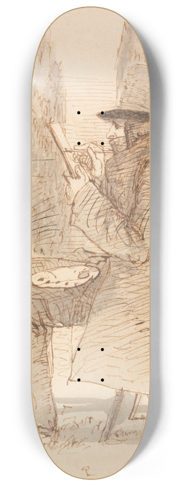 James Smetham - The Artist Sketching 8.25 inch art skate deck