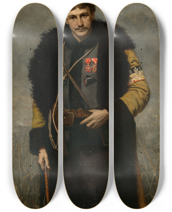 Triptych art skateboard deck of George Willoughby Maynard Francis Davis Millet by George Willoughby Maynard (1843-1923)