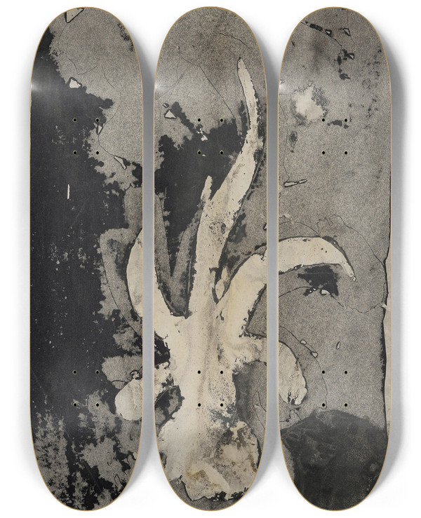 Triptych art skateboard deck of Carel Adolph Lion Cachet Bloem Orchidee 1874 1945 by Carel Adolph Lion Cachet (1864-1945)